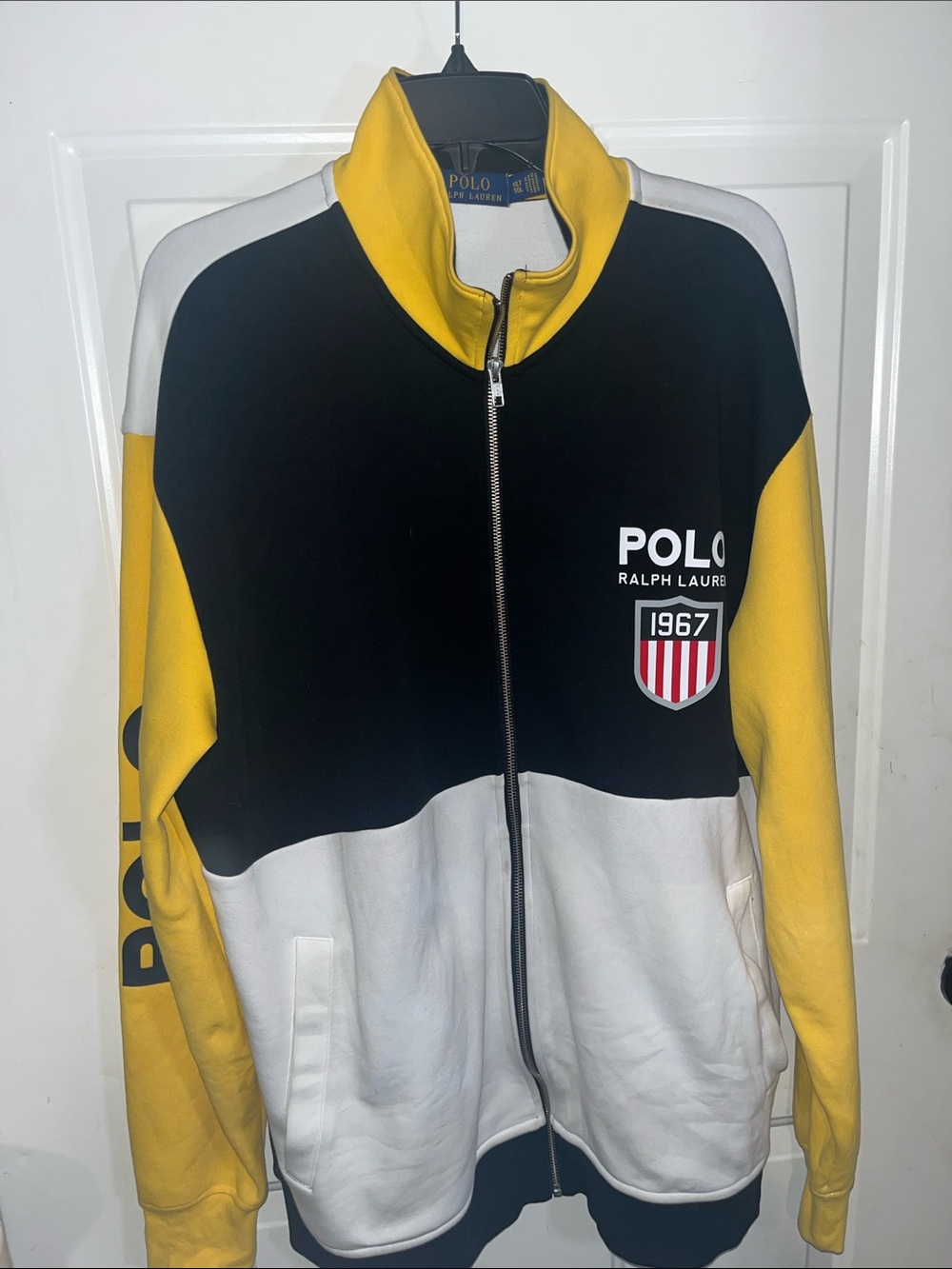 Polo by Ralph Lauren Black White Yellow Colorblock Zip Jacket